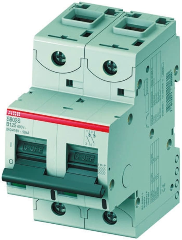ABB High Performance S800S MCB2P, 100A Curve D, 400V AC, 250V DC, 50 kA Breaking Capacity