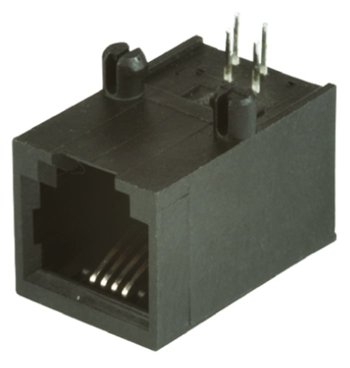 Bel-Stewart SS-64 Series Female RJ14 Connector, Through Hole, Cat3, UTP Shield Right Angle 6P/4C -Way