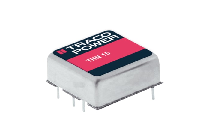 TRACOPOWER THN 15 DC-DC Converter, 15V dc/ 1A Output, 9 → 18 V dc Input, 15W, Through Hole, +85°C Max Temp -40°C