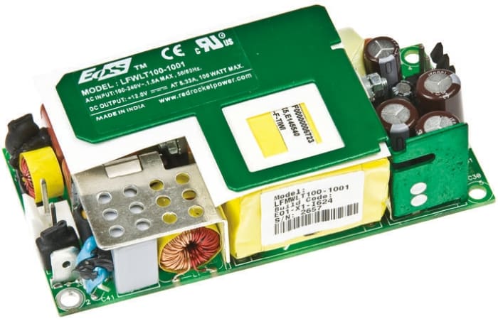 EOS Embedded Switch Mode Power Supply (SMPS), WLT100-1001, 12V dc, 16.6A, 100W, 1 Output, 90 → 264V ac Input