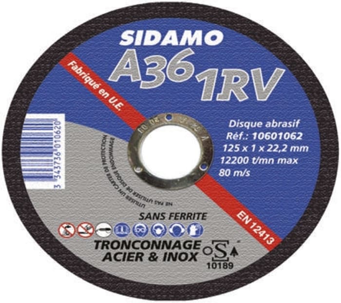 Sidamo Aluminium Oxide Grinding Disc, 125mm Diameter, 1mm Thick
