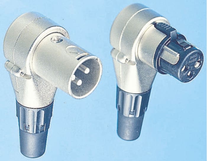 Neutrik Cable Mount XLR Connector, Right Angle, Male, 3 Way, Silver Plating