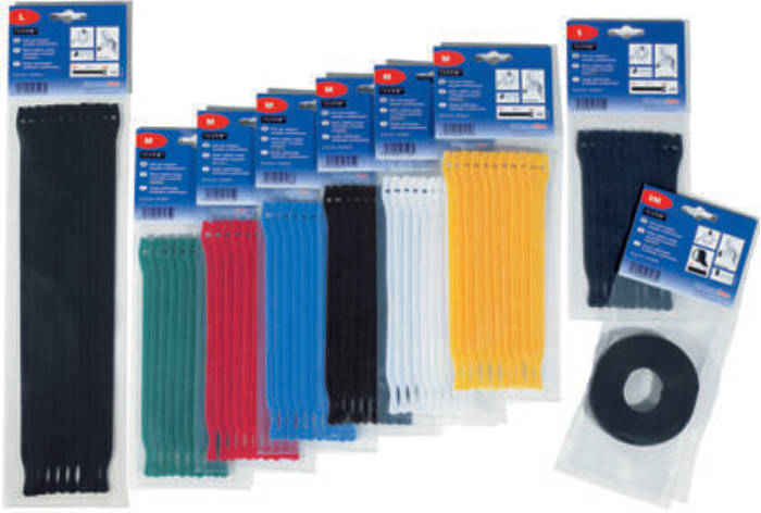 HellermannTyton Cable Tie, Hook and Loop, 200mm x 12.5 mm, Red PA (Loop), PE (Hook), Pk-10