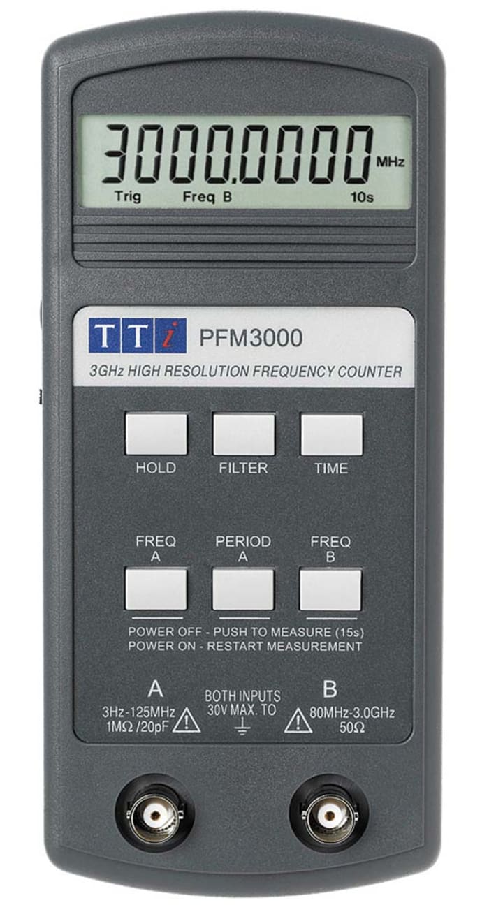 Contador de frecuencia Aim-TTi PFM3000, máx. 3GHz, mín 3 Hz, resolución 6 Dígito PFM3000