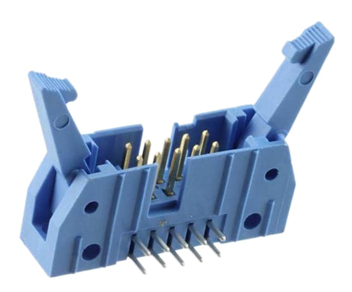 TE Connectivity AMP-LATCH, 2.54mm Pitch, 10 Way, 2 Row, Right Angle PCB Header, Through Hole