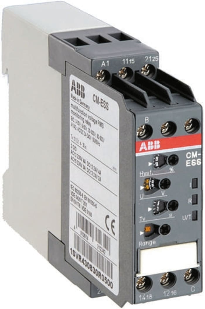 ABB Voltage Monitoring Relay, DPDT, 3 → 30V ac/dc