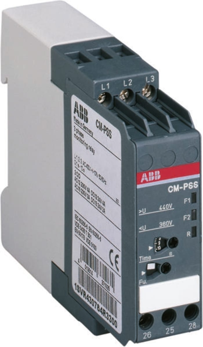 ABB Voltage Monitoring Relay, DPDT, 3 → 30V ac/dc