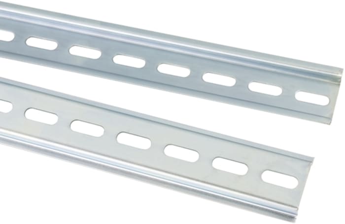 Carril DIN Perforado de Acero RS PRO, dim. 500mm x 35mm x 7.5mm