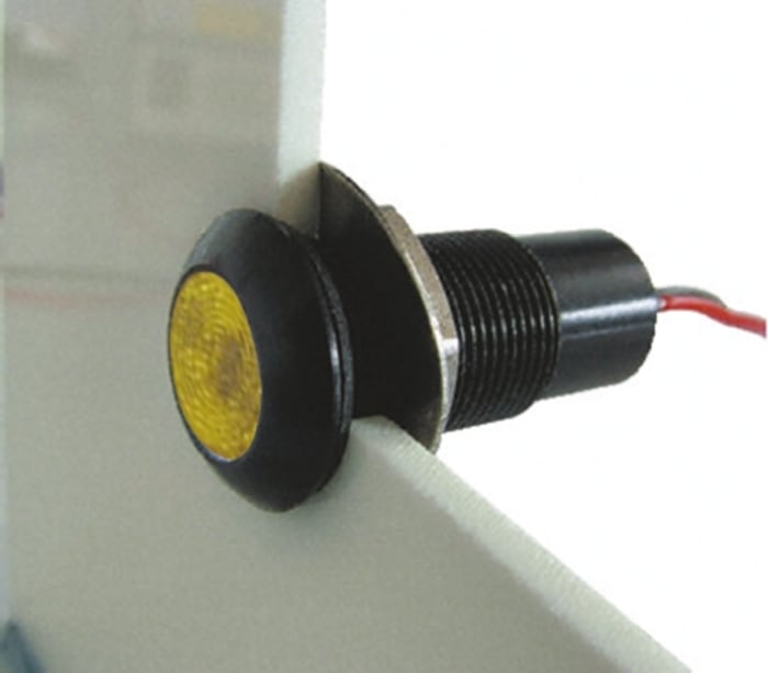 Marl Yellow Panel Mount Indicator, 12 → 28V, 12.7mm Mounting Hole Size, Solder Tab Termination, IP67