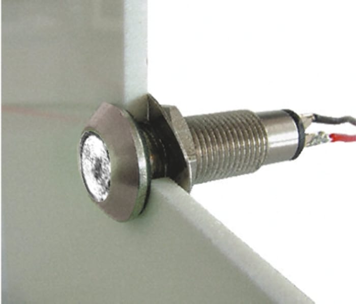 Marl White Panel Mount Indicator, 12 → 28V, 8.1mm Mounting Hole Size, Solder Tab Termination, IP67