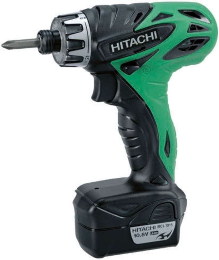 Hitachi DB10DL 1/4in Cordless Screwdriver, 10.8V, 0 → 400rpm, UK Plug