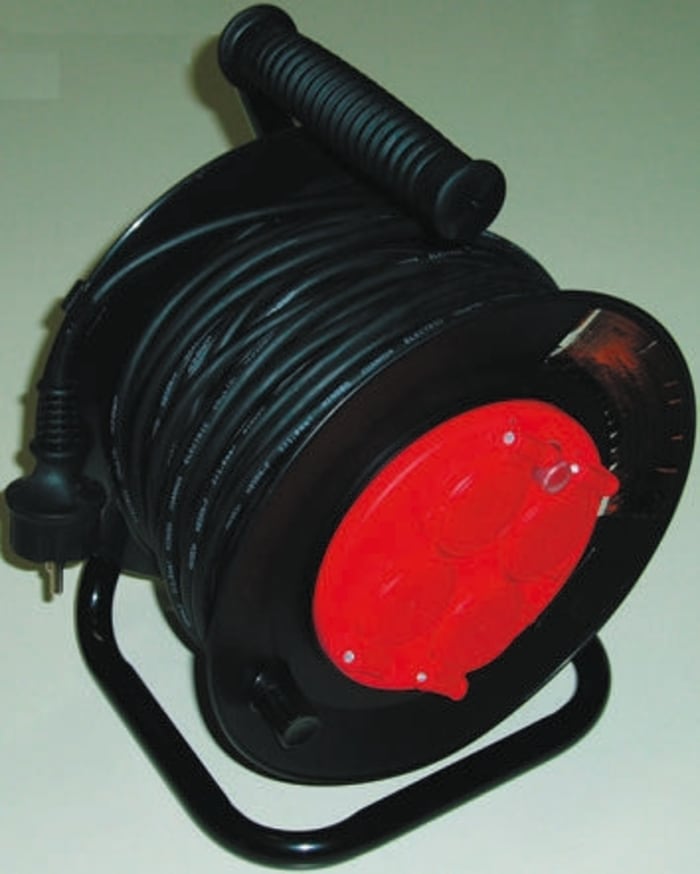 RS PRO 25m 4 Socket Type E - French Cable Reel Open Reel, IP44