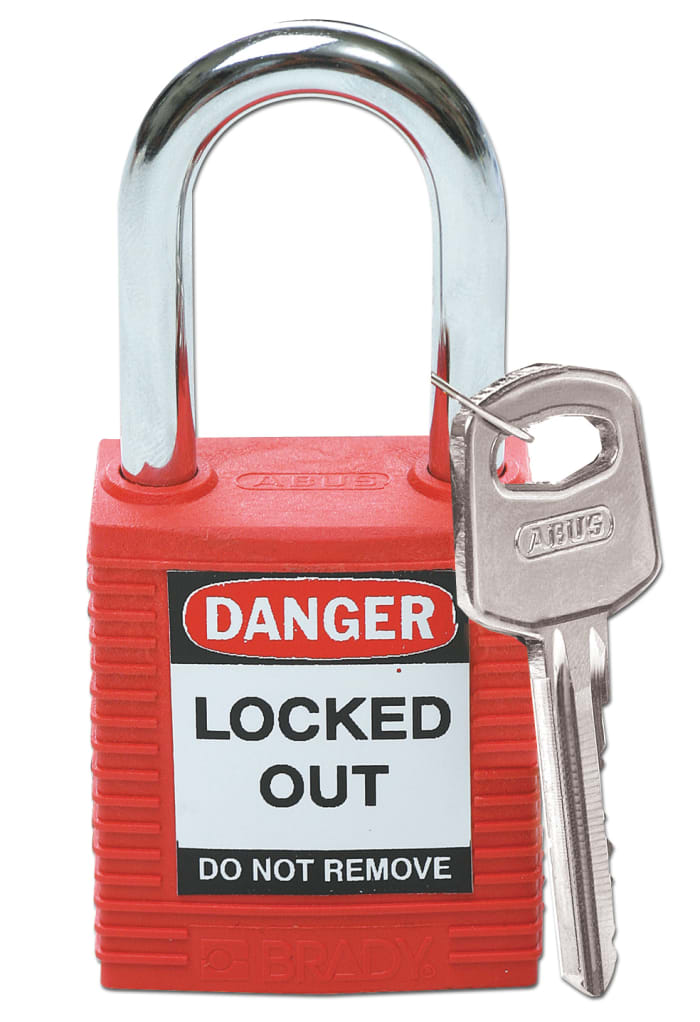 Brady LOTO-8 Key Weatherproof Nylon, Steel Security Padlock, 6.35mm Shackle, 38.10mm Body