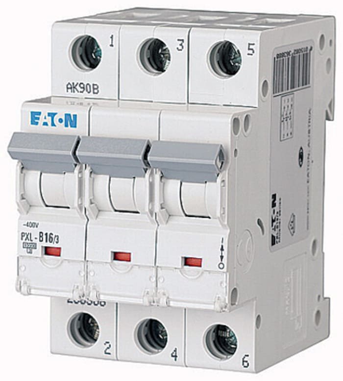 Eaton xPole PXL, S200 MCB, 3P, 16A Curve B, 400V AC, 48V DC, 10 kA Breaking Capacity