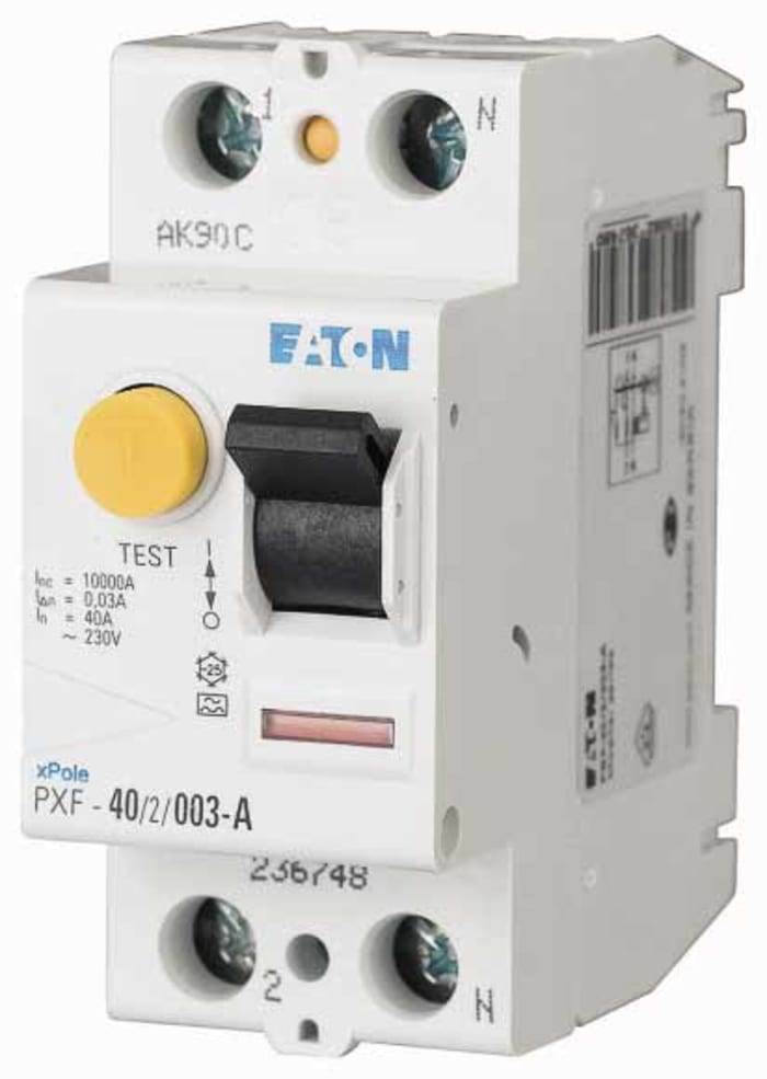 Interrupteur différentiel Eaton PXF-A, 2 Pôles, 16A, 10mA, Type A