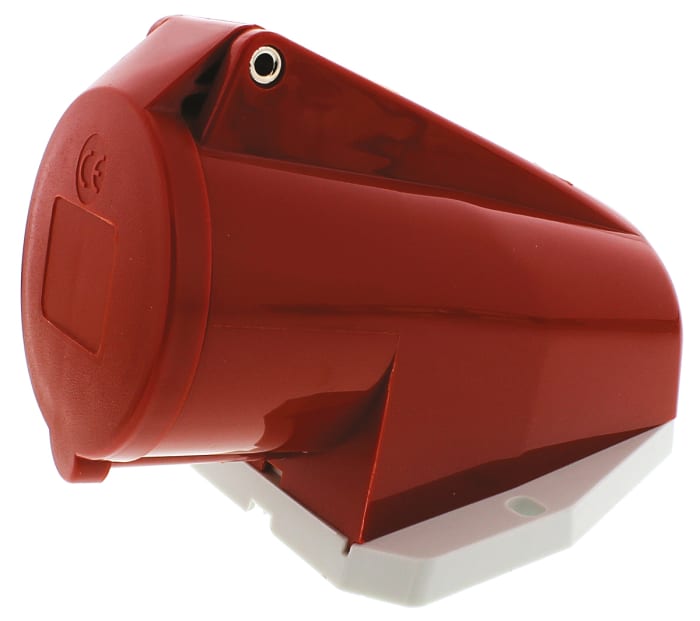 Mennekes IP44 Red Wall Mount 5P Right Angle Industrial Power Socket, Rated At 16A, 400 V