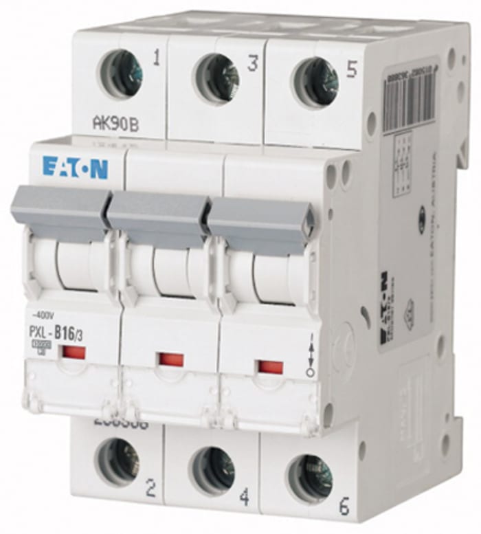 Disjoncteur Eaton PXL, S200 3P, 16A, pouvoir de coupure 10 kA, montage rail DIN