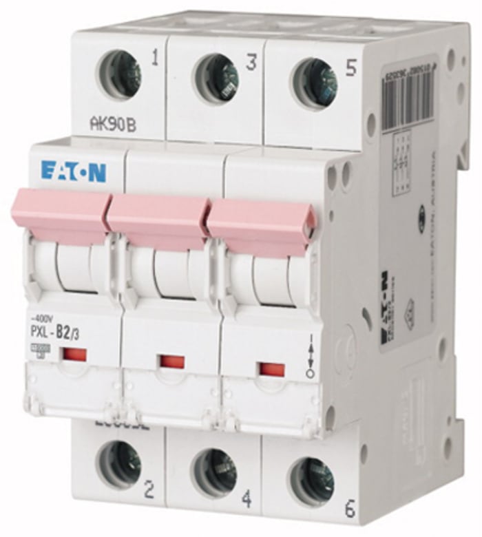 Interruptor automático 3P, 2A, Curva Tipo C, Poder de corte 10 kA, xPole, Montaje en Carril DIN