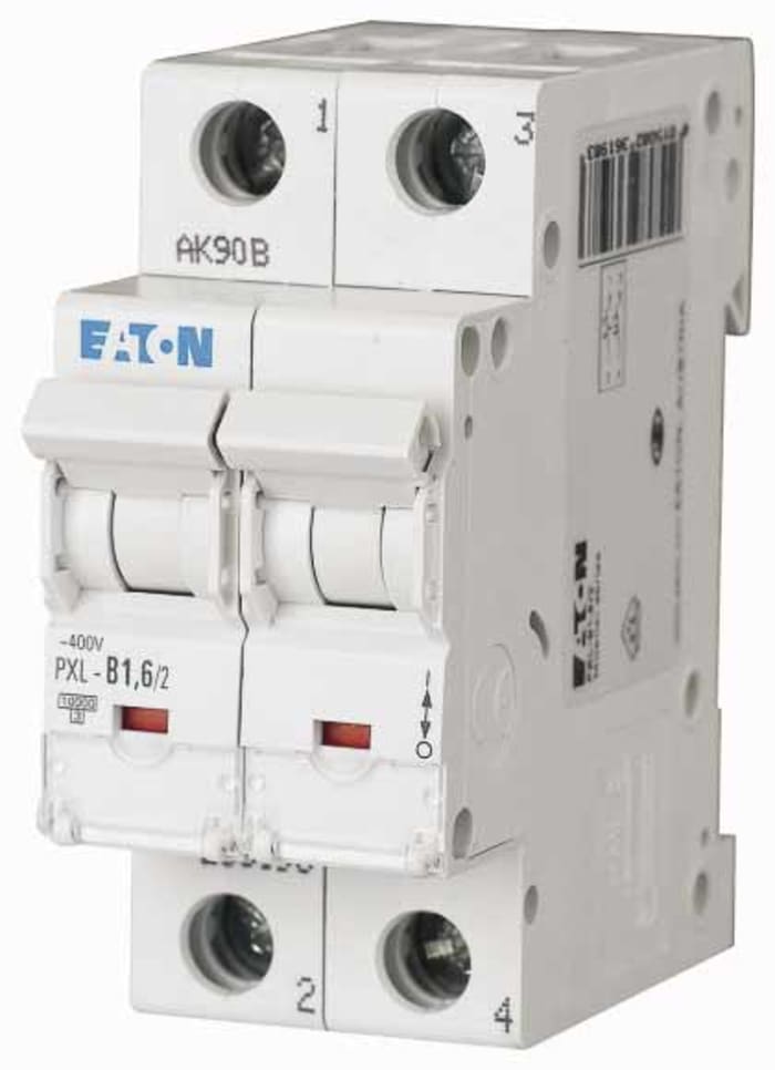 Eaton xPole PXL, S200 MCB, 2P, 1.6A Curve C, 400V AC, 48V DC, 10 kA Breaking Capacity