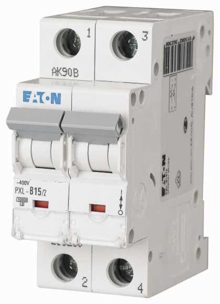 Eaton xPole PXL, S200 MCB, 2P, 15A Curve C, 400V AC, 48V DC, 10 kA Breaking Capacity