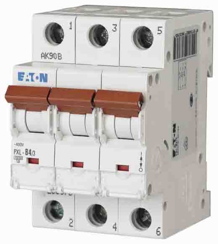 Eaton xPole PXL, S200 MCB, 3P, 4A Curve D, 400V AC, 48V DC, 10 kA Breaking Capacity
