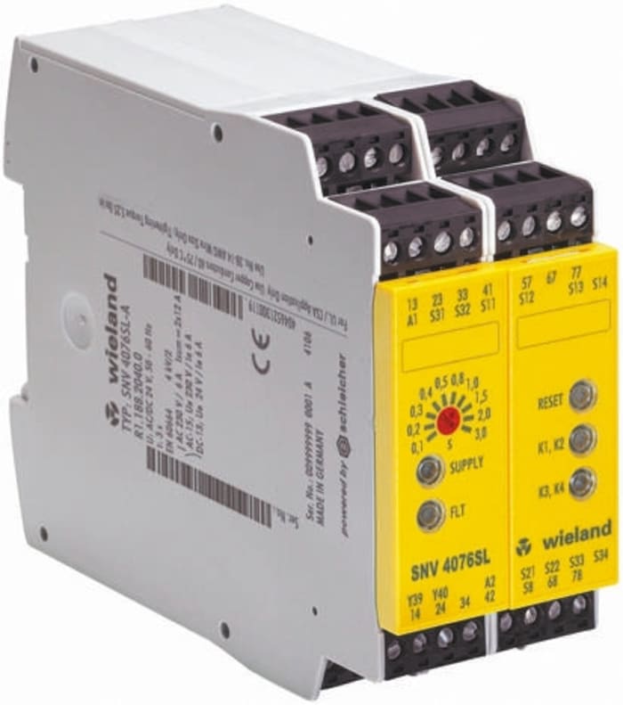 Wieland safeRELAY SNV 4076 1 Auxiliary Contacts Safety Relay 24V dc, Dual-Channel 3 Safety Contacts