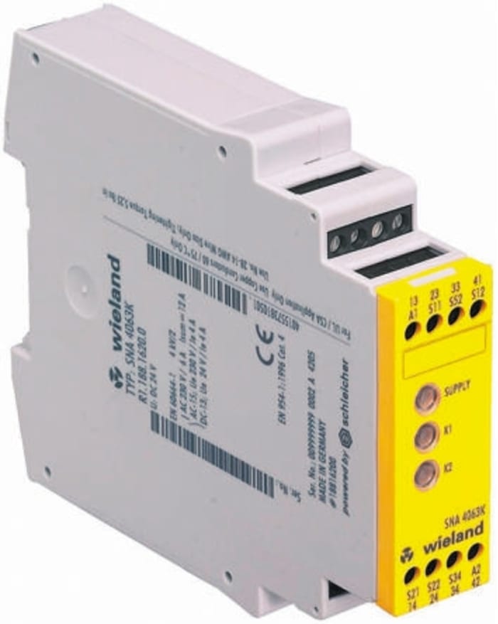 Wieland Dual-Channel Elevator System Safety Relay, 24V ac/dc, 3 Safety Contacts