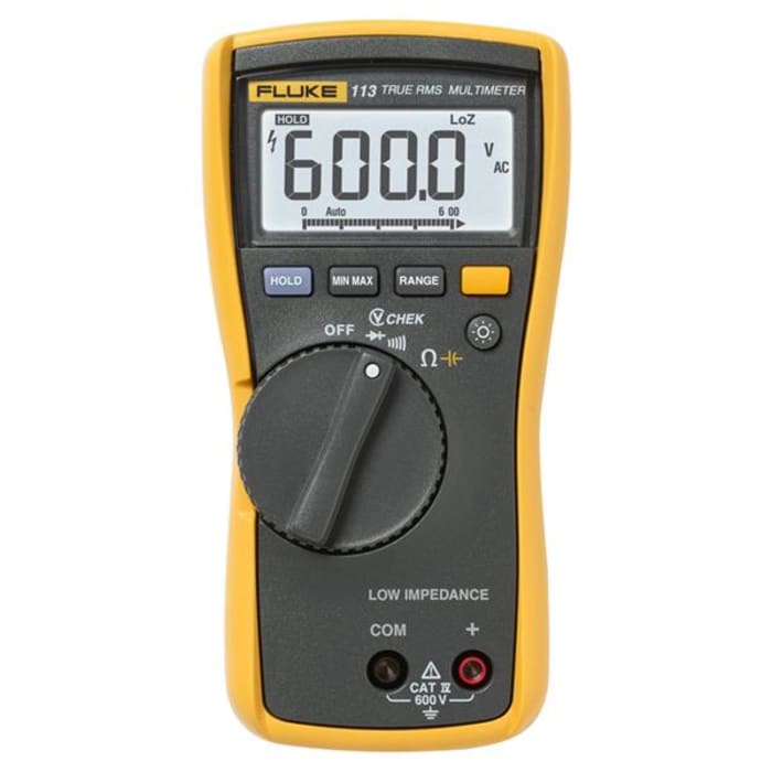 Fluke 113 Handheld Digital Multimeter, True RMS, 600V ac Max