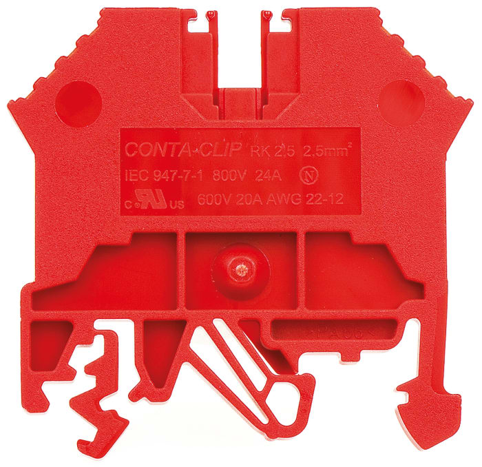 RS PRO | RS PRO DIN Rail Terminal Block Red, 0.2mm², 2.5 mm², 1-Level ...
