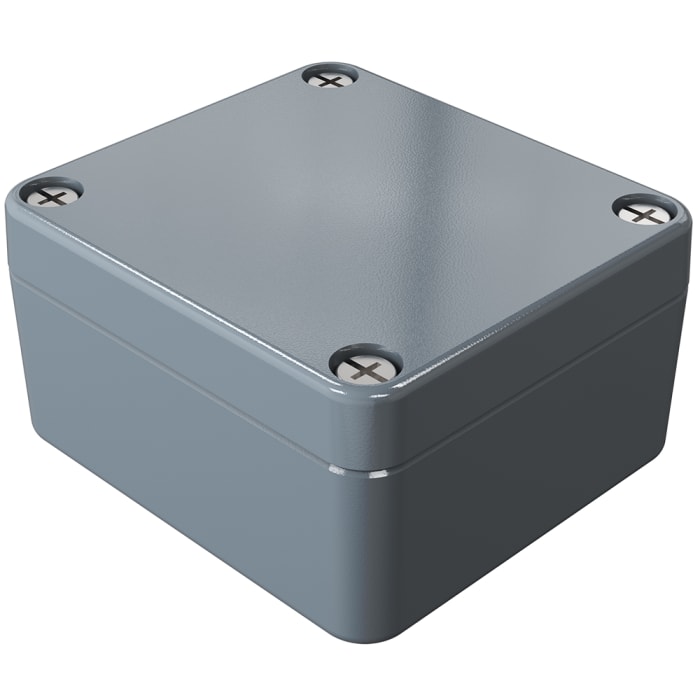 Rose Aluminium Standard Series Grey Die Cast Aluminium Enclosure, IP66, IK09, Grey Lid, 64 x 58 x 34mm