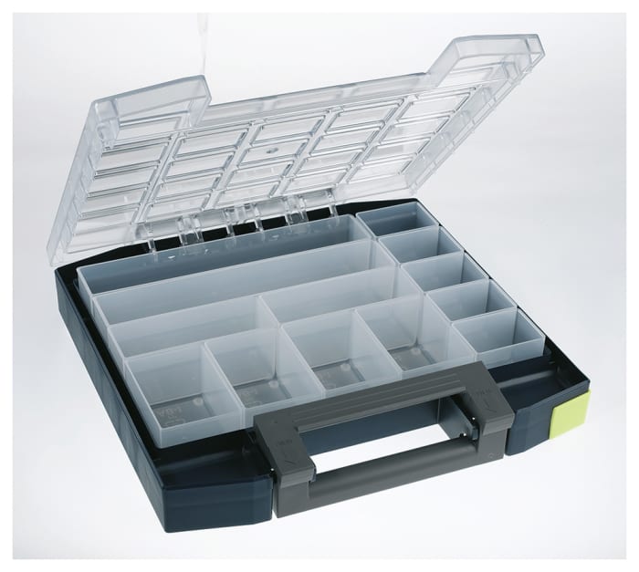 Raaco 13 Cell Blue PC, PP Compartment Box, 55mm x 298mm x 284mm