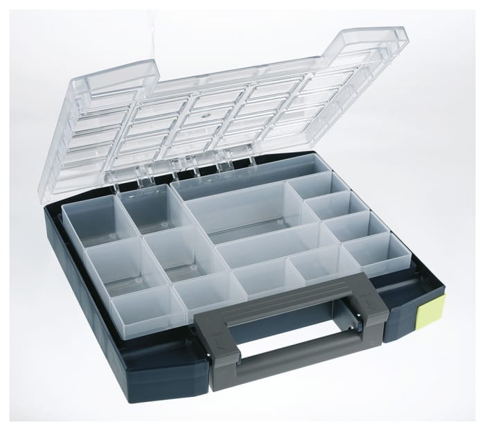Boite compartimentée Raaco, 15 Compartiments, Plastique, 55mm x 298mm x 284mm