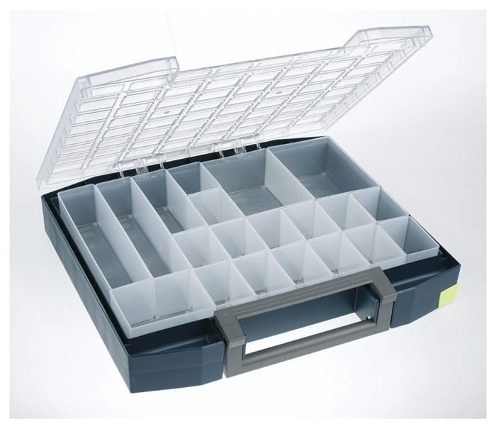 Raaco 20 Cell Blue PC, PP Compartment Box, 78mm x 465mm x 401mm