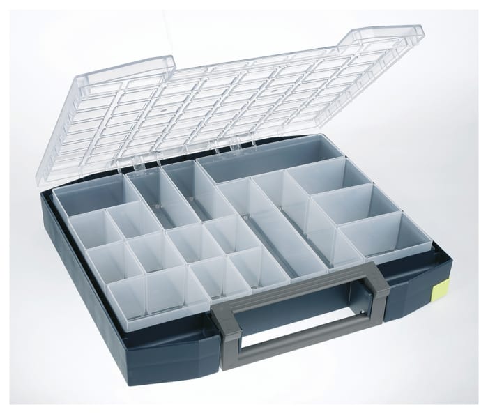 Raaco 18 Cell Blue PC, PP Compartment Box, 78mm x 465mm x 401mm