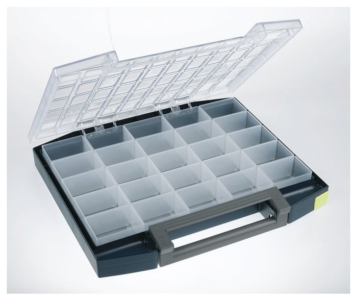 Boite compartimentée Raaco, 25 Compartiments, Plastique, 55mm x 421mm x 361mm