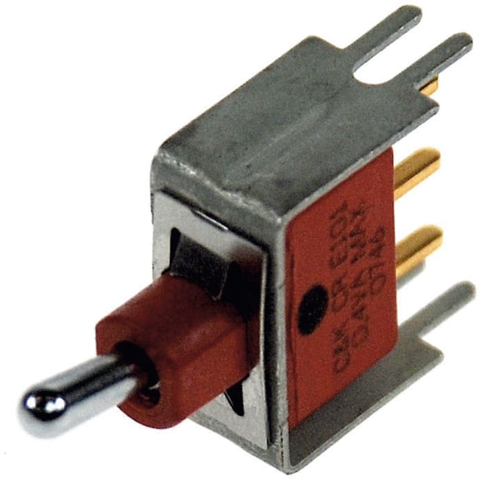 C & K Toggle Switch, PCB Mount, (On)-Off-(On), SPDT, Through Hole Terminal