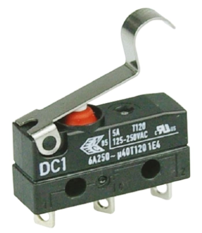 ZF Simulated Roller Lever Micro Switch, Solder Terminal, 6 A @ 250 V ac, SPDT, IP6K7