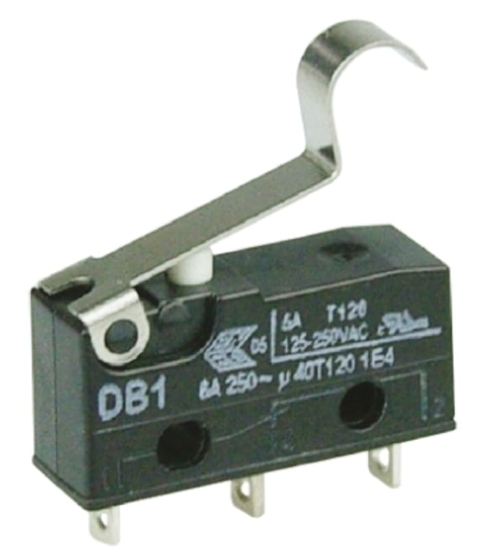 ZF Simulated Roller Lever Micro Switch, Solder Terminal, 6 A, 250 V ac, SPDT, IP50