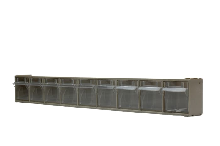 Módulo de cajones basculantes RS PRO de PP, con 9 cajones transparentes, 68mm x 600mm x 78mm