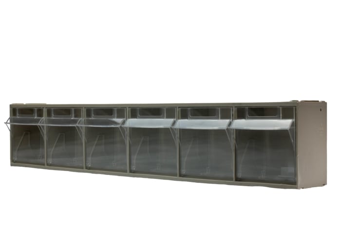 Bloc tiroir incliné 6 tiroirs RS PRO en Plastique, 112mm x 600mm x 96mm