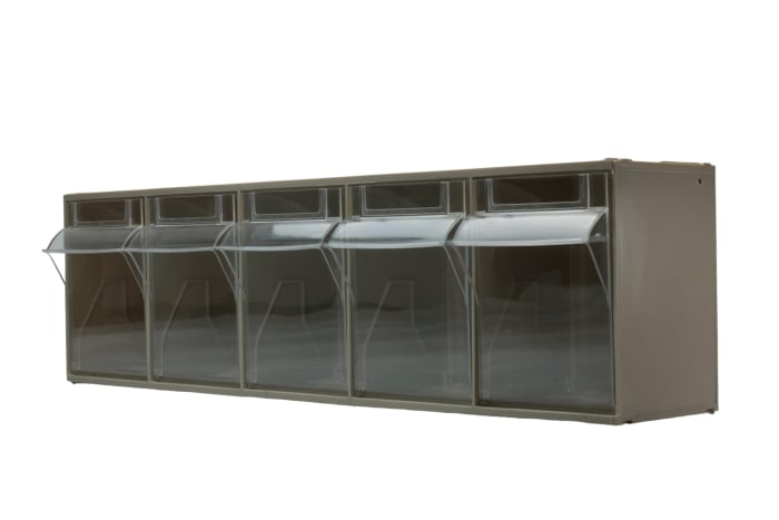 Bloc tiroir incliné 5 tiroirs RS PRO en Plastique, 168mm x 600mm x 140mm