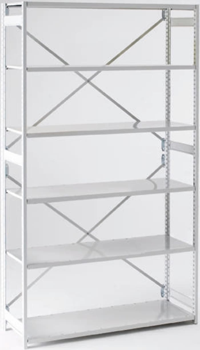 RS PRO Gri 6 (Çapraz Tutturma Kiti Gerekli) Raflı Stormor Raf Sistemi, 1850mm x 1m x 300mm, 70kg Yüke Uygun