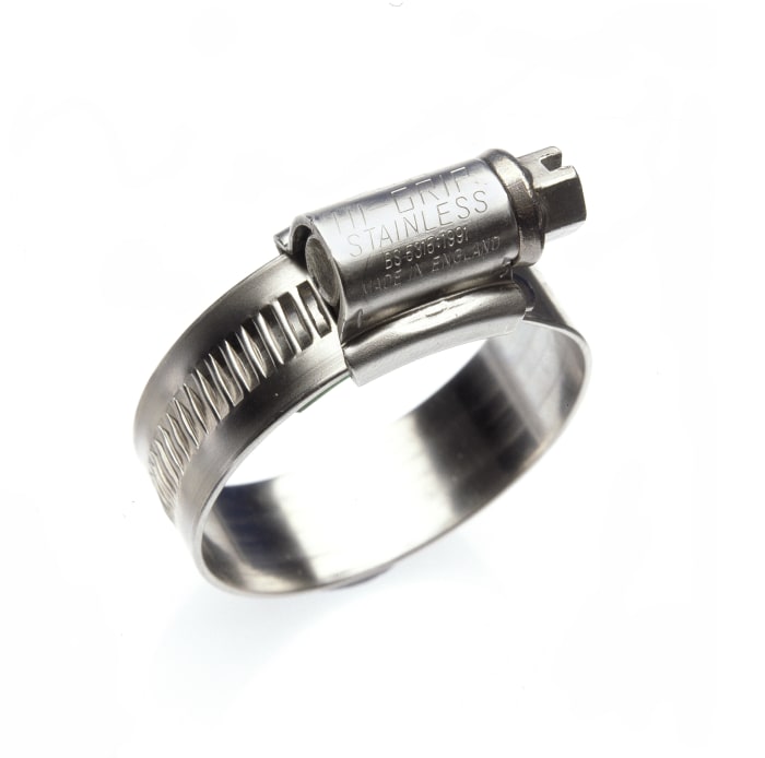 Abrazadera de tornillo sin fin HI-GRIP de Acero Inoxidable, Ø int. 17 → 25mm, anch. 13mm, accionador hex.