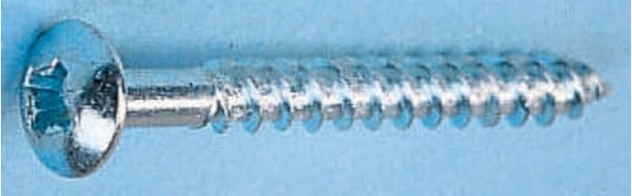 RS PRO Cross Round Steel Wood Screw Clear Passivated, Galvanised, No. 6 Thread