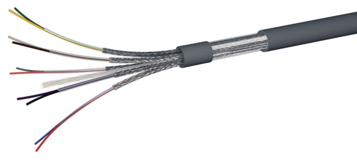 CAE Groupe HIFLEX-CY-BP CY Control Cable, 6 Cores, 0.34 mm², Screened, 50m, Grey PVC Sheath, 22 AWG