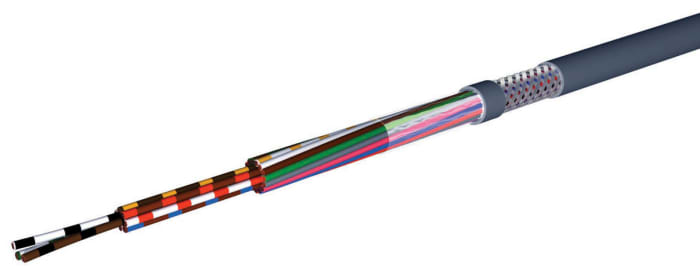 CAE Groupe HIFLEX-CY CY Control Cable, 5 Cores, 0.25 mm², Screened, 50m, Grey PVC Sheath, 23 AWG