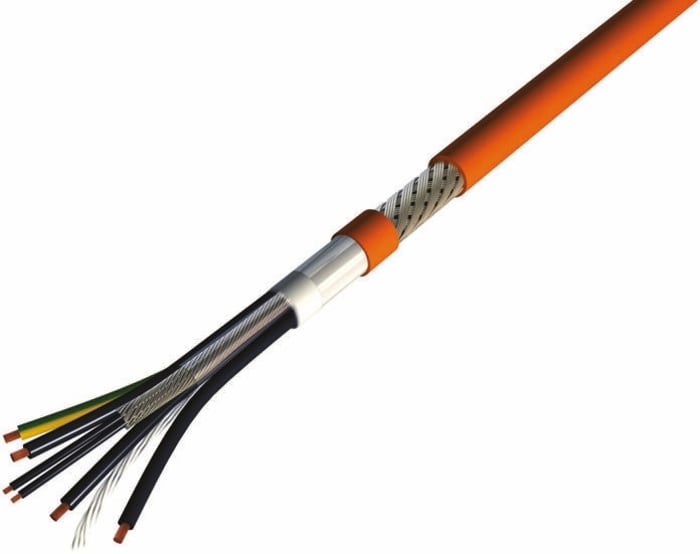 CAE Production Actuator/Sensor Cable, 2 (Control line), 4 (Power Line) Cores, Screened, Orange Polyurethane PUR Sheath