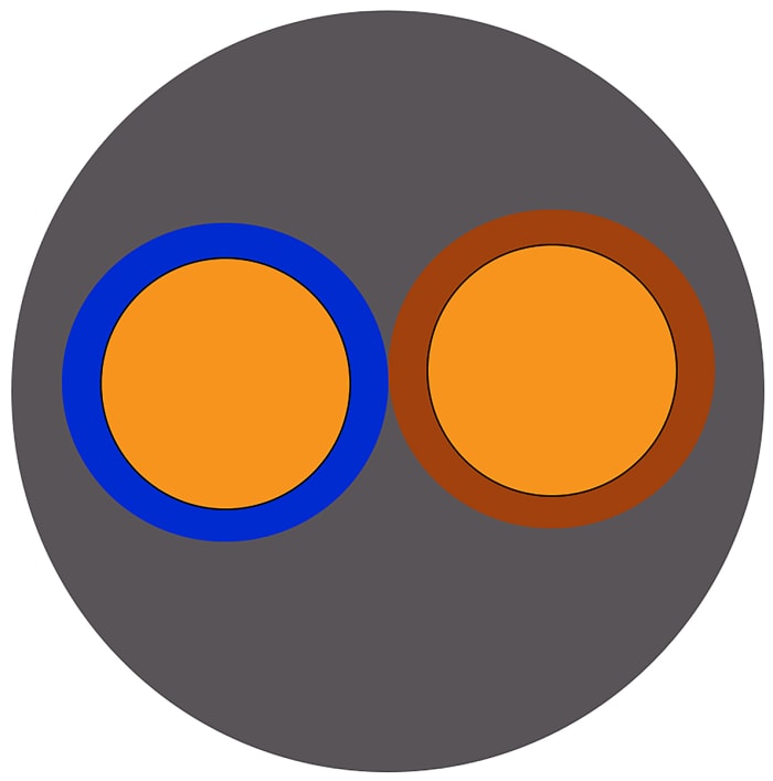 RS PRO, 2 Damarlı Elektrik (Şebeke) Kablosu Gri, 3182Y, Kesit: 1 mm², PVC Kılıflı