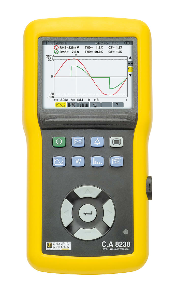 Chauvin Arnoux P01160630 Power Quality Analyser, 1, 3-Phase, 6500A Max, 600V ac Max