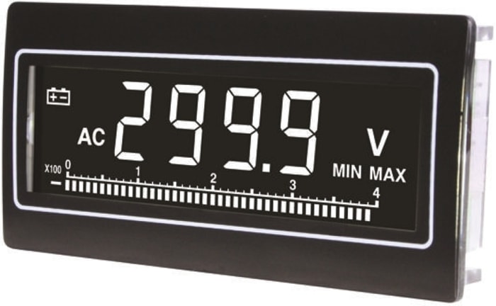 Trumeter Digital Panel Voltmeter AC, LCD Display 4-Digits ±2 %